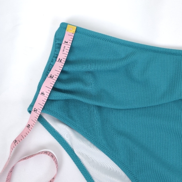 Cupshe teal solid ribbed ruffle 2 piece set size L - Picture 9 of 13